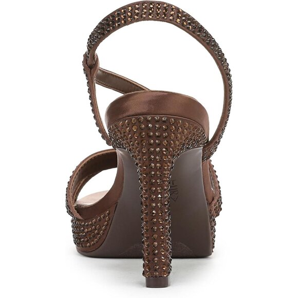 Naturalizer Women Chocolate Satin Polyurethane Rounded Open Toes Platform Shoes - Picture 3 of 9